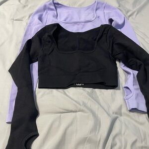 Black and Purple Women's Crop Tops